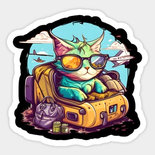 The Travelling Cats - Colorful Cat Travel In The World Sticker